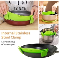Strecurator Filtru pentru Vase, Vafy, din Silicon Rezistent la Temperaturi Inalte, Universal, Paste, Legume, Fructe, 23x12.5x6.7 cm Verde