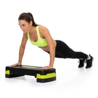 Stepper aerobic, ajustabil in 3 trepte, antiderapant, maxim 350 kg, 68x29x20 cm, negru si verde