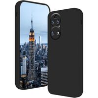 Husa de Protectie, Vafy, pentru Huawei P50 Pro, Liquid Silicone, cu Microfibra pe Interior, Protectie Antisoc, Compatibil Incarcare Wireless, Negru