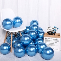 Set 12 Baloane, Flippy, din Latex Chrome, 25 cm, Albastru Inchis
