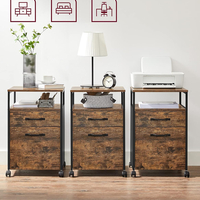 VASAGLE Dulap mobil tip rollbox pentru birouri, cu 2 sertare, stil industrial, 44x42x67cm, maro rustic