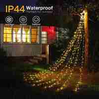 Instalatie luminoasa tip perdea pentru pomul de Craciun, cu stea luminoasa, 350 LED-uri, conectare retea, interior/exterior, lumina calda, Tree Dazzler