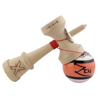 Kendama X Zen Series Originala, Profesionala, Flippy, Cupe Mari KING SIZE V3, Super Sticky, Gaura in Baza, Rulment Metalic, din lemn 18 cm, Ata 62/65 cm, Coral