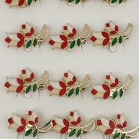 Set 12 Brose Martisor Primavara Lalele cu Motiv Traditional, Jolie, Brose din Metal, Aspect Lacuit, 2,5 x 1,5 cm per Unitate, Rosu