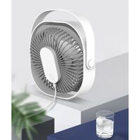 Mini ventilator pentru birou cu usb, Vafy, rotire 360 grade, 3 viteze, 4000 mA, 13.5 x 12,8, Gri