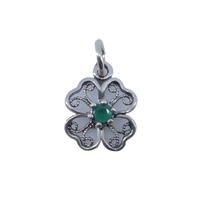 Pandantiv din Argint 925 Trifoi Filigran cu Piatra,0.98 g