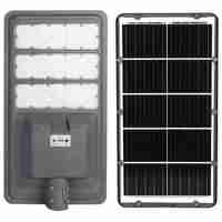 Lampa solara stradala Flippy, IP65, senzor de lumina, 306 LED-uri SMD, 3000 lm, panou 40W, putere 300W, autonomie 12-16 ore, telecomanda, montare prin fixare, pentru strada sau gradina, finisaj mat, material ABS, 70.3 x 36.5 x8.7 cm, lumina alb rece, gri