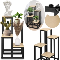Stand pentru flori, cadru metalic, 4 etajere, 34x34x68 cm, bej
