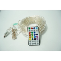 Instalatie de Craciun,10 metri,100 LED-uri,telecomanda 32 de functii,multicolor RGB,USB,tub luminos,interior/exterior,Flippy