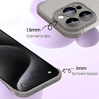 Husa Metalica Edgeless Compatibila cu iPhone 15, Vafy, Protectie pentru Colturi si Camera, Aliaj, Antisoc, Antizgariere, Gri Mat