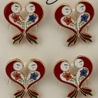 Set 12 Brose Martisor Primavara, Jolie, Model Pasari Rosii in Inima