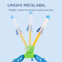 Jucarie pentru Copii, Flippy, Lansator de Rachete cu Piciorul, un Singur Lansator, 4 Rachete Fara Lumini, 40.5 cm Inaltime, Multicolor