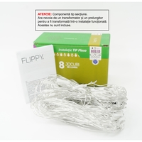 Sectiune Instalatie de Craciun Vafy, Tip Plasa, 80 LED-uri, 2 m x 1 m, 8 jocuri de lumini, Interconectabila, Fir transparent, Albastru