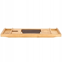 Raft cu tava pentru cada din bambus natural Sersimo 1024, extensibila, 75-110x23cm