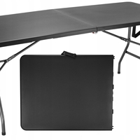 Set masa cu 2 banci pliabile tip valiza pentru gradina, camping sau evenimente, 180x70x74cm, negru