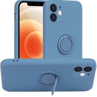 Husa protectie Vafy compatibila cu Samsung A32 5G Liquid Silicone Ring cu suport rotativ Albastru deschis