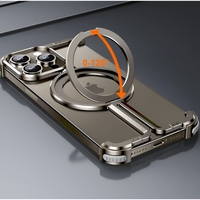 Husa MagSafe Metalica Compatibila cu iPhone 15 Pro Max, Vafy, Clear Case, Aliaj de Aluminiu, cu Magnet, fara Rama, Antisoc, Antizgariere, Incarcare Wireless, Gri Metalizat