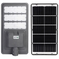 Lampa solara stradala Flippy, IP65, senzor de lumina, 510 LED-uri SMD, 5000 lm, panou 53W, putere 500W, autonomie 12-16 ore, telecomanda, montare prin fixare, pentru strada sau gradina, finisaj mat, material ABS, 91.6 x 36.5 x 8.7 cm, gri