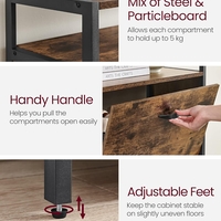 VASAGLE Dulap pentru pantofi cu 3 usi rabatabile, despartitoare interioare, pentru 15-18 perechi, 60x30x130cm, maro rusic si negru