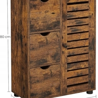 SONGMICS Comoda cu 3 sertare si dulap, 60x30x80cm, maro rustic