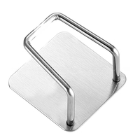 Organizator bucatarie Flippy cu adeziv, carlig-suport pentru burete, accesorii bucatarie, 5x5x3,5 cm, otel inoxidabil, gri