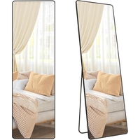 SONGMICS Oglinda podea 160x50 cm, sticla securizata, cadru aluminiu, negru