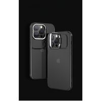 Husa de protectie pentru iPhone 14, cu suport metalic pentru camera, Bracket Series, Vafy, Protectie Antisoc, PC mat, silicon moale pe margini, Negru