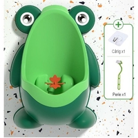 Pisoar pentru Baieti, Flippy, 0-8 Ani, in Forma de Broasca, Perie Inclusa, Montare pe Perete, Carlig Autoadeziv Inclus, 29 x 22.5 cm, Verde