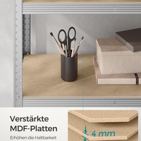 SONGMICS Raft de depozitare metalic, cu suprafata galvanizata, 5 polite, max. 875 kg, 180x90x40cm, argintiu
