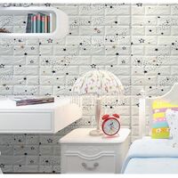 Set 10 Placi de Tapet, Flippy, Autoadezive, 70 x 77 cm, Suprafata Acoperita 5.3 mp, din PVC, Model Stelute Albastre, Alb