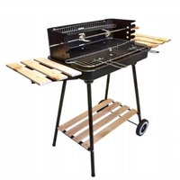 Gratar metalic pe carbuni, tava cromata, cu spita pentru rotisor, 104x88x45cm