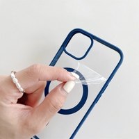 Husa MagSafe pentru Apple iPhone 11, Full Cover, Frosted Acrylic Color Big Hole, Magnetica, Incarcare Wireless, Vafy, Albastru