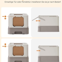 FEANDREA Litiera pentru pisici cu capac, tava extensibila, pentru pisici de pana la 15 kg, 54x43x38cm, gri
