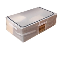 Cutie de Depozitare, Vafy, pentru Haine, Incaltaminte, din Plasa PVC Impermeabila si Manere Laterale, Pliabila, Fermoar Bidirectional, 80 x 47 x 24 cm, Transparenta