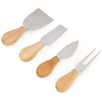 Set servire branzeturi cu platou din bambus si sertar glisant, 33x33x4 cm, maro natur