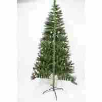 Brad Artificial de Craciun, Flippy, Sectionat pentru Perete/ Colt, 2.10 m inaltime, Verde, Decorat, Diametru Inferior 106 cm, Interior/ Exterior