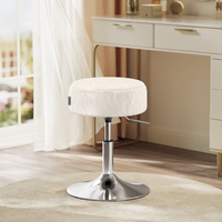 VASAGLE Taburet pentru masa machiaj, reglabil pe inaltime, rotativ 360°, sezut capitonat, 39x39x58 cm, alb crem