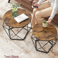 VASAGLE Set de 2 mese de cafea, stil industrial, 50x40cm si 40x36cm, maro rustic si negru
