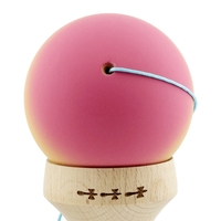 Kendama X Originala, Profesionala, Flippy, Cupe Mari KING SIZE V3, Rubber Grip, Gaura in Baza, Rulment Metalic, din lemn 18 cm, Ata 62/65 cm, Gradient Roz/Galben/Albastru deschis