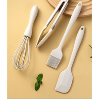 Set 5 Ustensile de Bucatarie, Flippy, din Silicon+Inox, Termorezistente, Antiaderente, 28 x 26 x 2 cm, Alb Maro