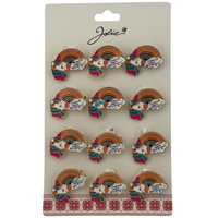 Set 12 Brose Martisor pentru Copii, Jolie, Model Unicorn Curcubeu, cu Mesaj Crede in Magia Martisorului, Multicolor