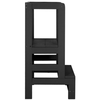 Turn de invatare inaltator multifunctional din lemn, platforma reglabila pe 3 inaltimi, 90x39x44 cm, negru