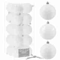 Set globuri de Craciun, 20 bucati, 6cm, alb perlat