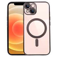 Husa MagSafe pentru Apple iPhone 11, Full Cover, Protectie camera, Margini colorate Electroplating, Magnetica, Incarcare Wireless, Vafy, Negru