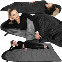 Sac de dormit tip mumie, cu geanta de transport, 210x73cm, 8-20grade, culoare negru