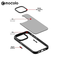 Husa de protectie pentru iPhone 14, cu suport metalic pentru camera, Bracket Series, Vafy, Protectie Antisoc, PC mat, silicon moale pe margini, Albastru