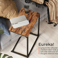 VASAGLE Masa laterala pentru laptop sau servire masa, stil industrial, 55x35x66cm, maro rustic si negru