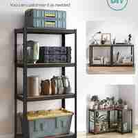 SONGMICS Raft depozitare metalic cu aspect elegant, 5 niveluri, reglabil, 520 kg, 40x80x160 cm, maro rustic si negru