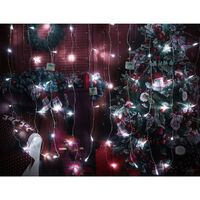 Instalatie Craciun, Tip Perdea, IP44, 13 m x 1 m, 780 LED-uri, Alb rece, 8 jocuri de lumini, Transformator, Interconectabila, Prelungitor 3 m inclus, Fir transparent, Interior/ Exterior, Vafy
