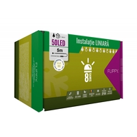Instalatie Craciun, 5 m, 50 Led-uri ,Liniara, Alb cald, 8 jocuri de lumini, Transformator cu telecomanda, Interconectabila, Prelungitor 3 m inclus, Fir Verde, Vafy